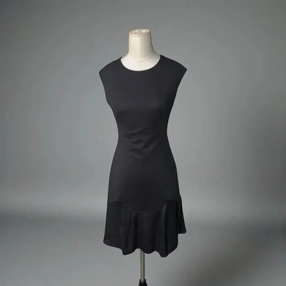 Rebecca Taylor Women's Black Stacy Fit-&-Flare Flounce Dress Sz 2 - Picture 3 of 8